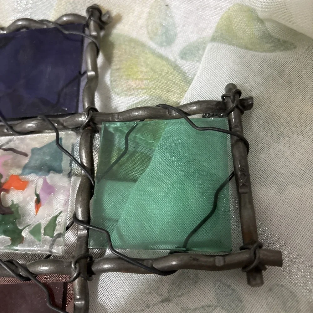 Metal Framed‎ Cross With Stained Glass